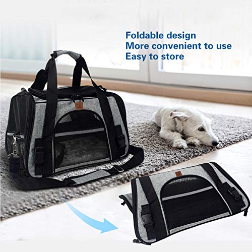 Queta Transportin Perro Gato Bolsa Transporte Gato Trasportines Gato para Perros Gatos Conejos Viaje Coche Aeronave Gris