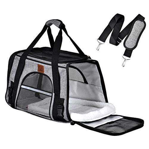 Queta Transportin Perro Gato Bolsa Transporte Gato Trasportines Gato para Perros Gatos Conejos Viaje Coche Aeronave Gris