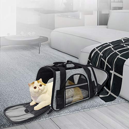 Queta Transportin Perro Gato Bolsa Transporte Gato Trasportines Gato para Perros Gatos Conejos Viaje Coche Aeronave Gris