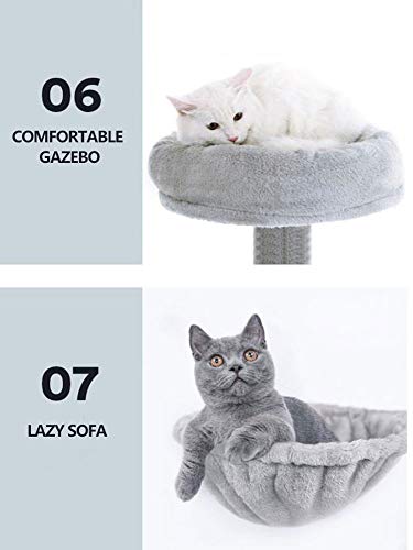 QWEA árbol Gato,árbol para Gatos,Gatos Accesorios Espacio de Ocio Exclusivo para Gatos,Pelota de Felpa,Plataforma de Salto Grande y Arena para Gatos,liberando la Naturaleza de los Gatos.