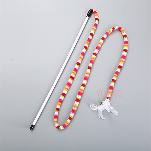 QWEQWE Divertido Gato Juguete de caña de Pescar Gatito Gato de Gato Pet PETH Rainbow Streamer Gato Interactivo Gato Varita con Juguetes de Plumas para Gatos (Color : 1PC)