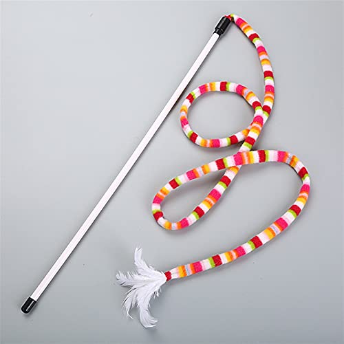 QWEQWE Divertido Gato Juguete de caña de Pescar Gatito Gato de Gato Pet PETH Rainbow Streamer Gato Interactivo Gato Varita con Juguetes de Plumas para Gatos (Color : 1PC)