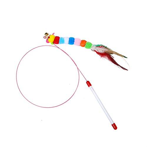 QWEQWE Divertido Gato Juguete de caña de Pescar Gatito Gato de Gato Pet PETH Rainbow Streamer Gato Interactivo Gato Varita con Juguetes de Plumas para Gatos (Color : 3)