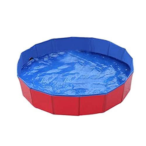 QWLHZW Piscina para Perros de plástico Duro Plegable, bañera portátil para niños Perros y Gatos, Piscina de vadear para Interiores y Exteriores (Color : Red)