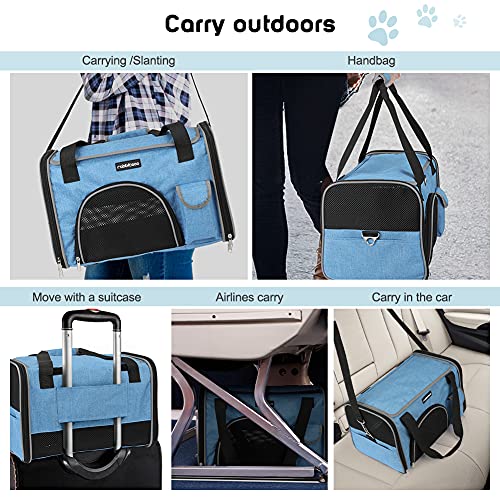 rabbitgoo Transportin Gato Perro Transportín Lavable Plegable Bolsa Transportin Transpirable con Colchón Suave Portador de Viaje con Correa de Hombro Ajustable 42x27x27cm Gris (Máximo 6kg)