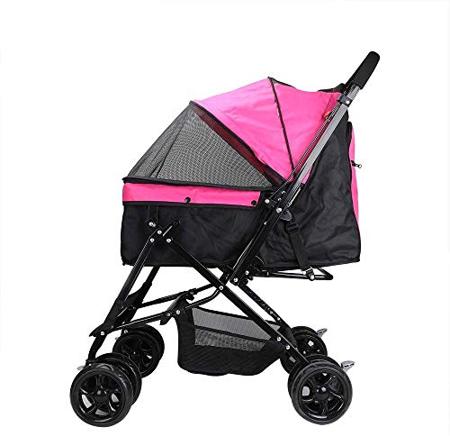 Raelf Pet Travel Trolley Trolley rosa mascota, Suspensión carro plegable de cuatro ruedas for transferir gato y perro grande Cochecito los artículos de viaje Artículos de viaje engranaje simple y mult