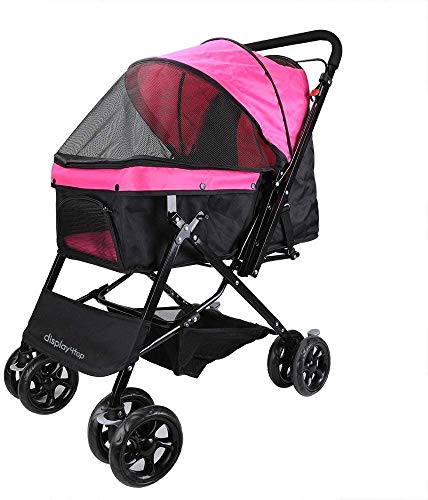 Raelf Pet Travel Trolley Trolley rosa mascota, Suspensión carro plegable de cuatro ruedas for transferir gato y perro grande Cochecito los artículos de viaje Artículos de viaje engranaje simple y mult