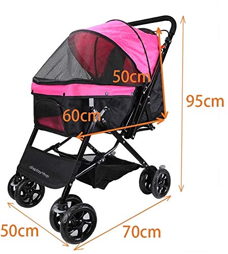 Raelf Pet Travel Trolley Trolley rosa mascota, Suspensión carro plegable de cuatro ruedas for transferir gato y perro grande Cochecito los artículos de viaje Artículos de viaje engranaje simple y mult