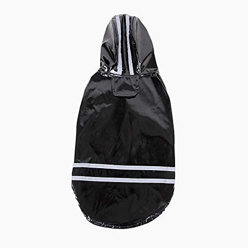 Raincoat 1PC pequeña Mascota Sudaderas con Capucha Capa de Lluvia Impermeable Reflectante Chaquetas de la PU for Mascotas Perrito Impermeables Ropa S-XL (Color : Black, Size : L)