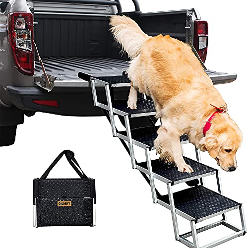 Rampa para Perros Plegable - Resistentes Rampa Grandes para Perros para Coche, con de Aluminio Livianos Portátiles, Adecuado para Maletero de Coche y Camiones de 75-89 cm de Altura