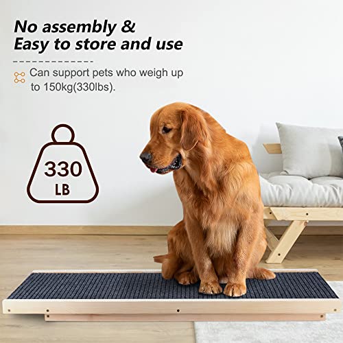 Rampa para perros y cachorros, de madera maciza, altura ajustable con alfombra antideslizante, escalera de seguridad, para mascota, rampa para viajes, coche, furgoneta (L100x40cm, H30-40-50-60cm)