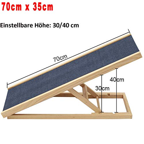 Rampa para perros y gatos, escalera para perros para cama o sofá, plegable, de madera Petwalk, rampa para perros con tela antideslizante, 70 cm de largo