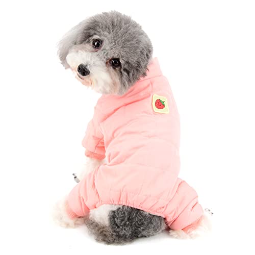 Ranphy Pijamas para perros pequeños, ropa de invierno para mascotas, mono cálido con forro polar para perrito, mono para perrito, abrigo general de cuello alto, traje de ropa para clima frío ropa