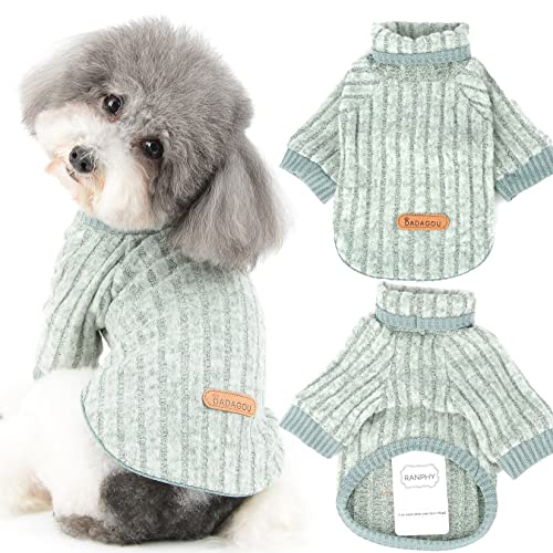 Ranphy Ropa de invierno para perros pequeños, suéter de lana para cachorros, cuello de tortuga, suéter de punto cálido, sudadera para perrito, abrigo suave para peluches, chihuahua, yorkshire caniche