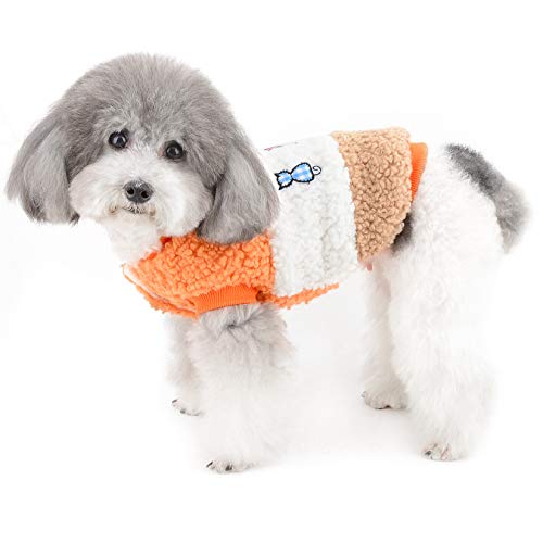 Ranphy Sherpa - Chaleco de forro polar para perros y gatos, para invierno, cálido, suave, colorido, bonito, sin mangas, con forro polar, ropa para mascotas, color naranja XL