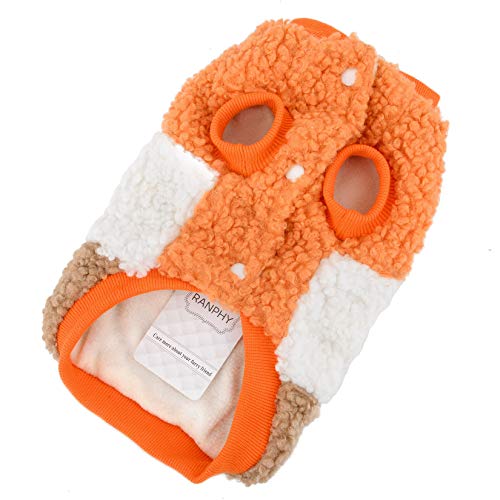 Ranphy Sherpa - Chaleco de forro polar para perros y gatos, para invierno, cálido, suave, colorido, bonito, sin mangas, con forro polar, ropa para mascotas, color naranja XL