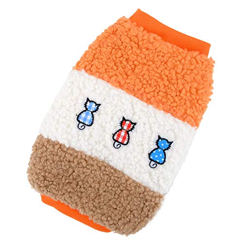 Ranphy Sherpa - Chaleco de forro polar para perros y gatos, para invierno, cálido, suave, colorido, bonito, sin mangas, con forro polar, ropa para mascotas, color naranja XL