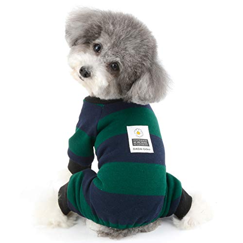 Ranphy Stripe Pet Dog Ropa Pijamas Daisy Coat Mono Suave Algodón Pjs Cachorro Suéter Camisa Perrito Caliente Traje De Dormir Mamelucos Ropa Para Mascotas Verde XXL