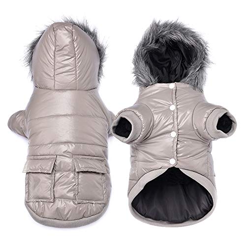 RC GearPro Chaqueta con Capucha para Mascotas Perro Abrigo de Invierno cálido a Prueba de Viento Mantenga Ropa Abrigada para Perros (L, Gris)