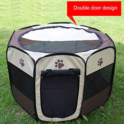 Recinto plegable para mascotas, tela Oxford, portátil, para perros, gatos, parque de juegos octogonal, impermeable, resistente a los arañazos, para interior y exterior