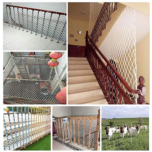 Red de Seguridad, Escalera Balcón Niño Juguetes Red de Protección Carga Red Anticaída Red Anti-Gato Jardín Planta Malla de Escalada Redes de Remolques Redes de Carga Espesor 6mm/Malla 5cm Blanco