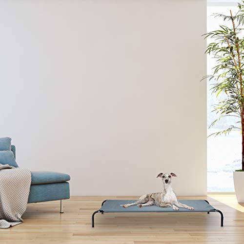 Relaxdays Grandes, jardín, Tumbona, Cama para Perros con Estructura de Metal, Anchura x Profundidad 118 x 76 cm, Color Gris, XL