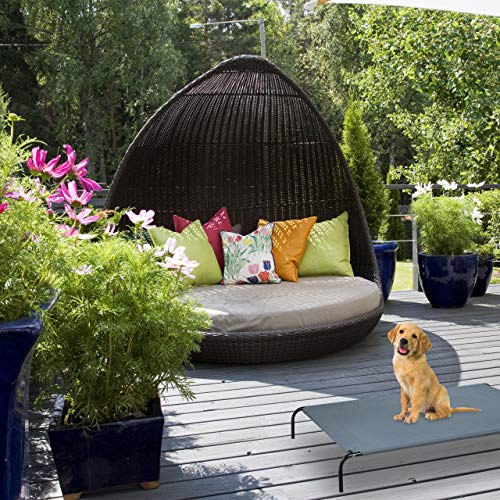 Relaxdays Grandes, jardín, Tumbona, Cama para Perros con Estructura de Metal, Anchura x Profundidad 118 x 76 cm, Color Gris, XL