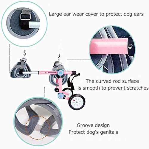 Remolque De Bicicleta Para Perros, Silla De Ruedas De Pierna Trasera Para Mascotas, Carro De Caminante De Perro Ajustable, Con Discapacitados Pierna Trasera Gato / Perro Mascota Silla De Ruedas,S