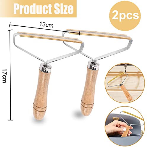 Removedor de Pelusa, 2 Piezas Portable Lint Remover Removedor PortáTil De Madera Quitapelusas Manual, para Quitar la Ropa, Otras Telas Colchones y Pelo de Mascotas