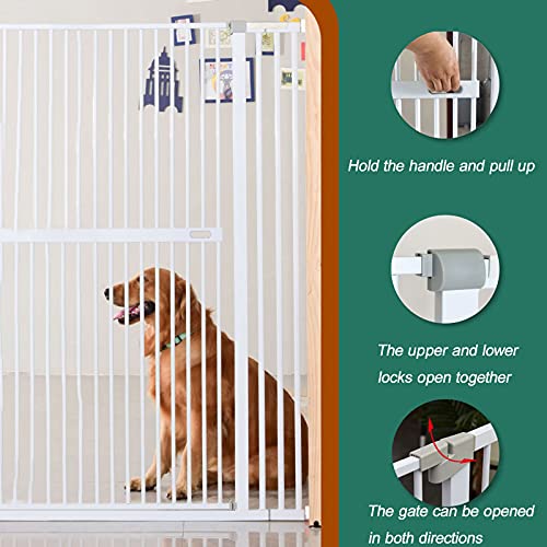 Retractable Stair Gate -Stair Gates for Dogs Extra Tall Dog Gate 76-82cm Wide 151cm Extra Tall | Unique 90° Two Way Open/Stay Door Auto Close Function (Suitable for 182)