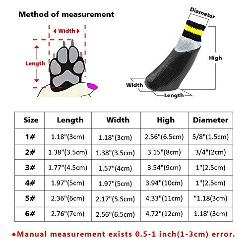 RHBLHQ Zapatos para perros 4pcs / set impermeable al aire libre antideslizante Antimanchas gato del perro calcetines botines zapatos Wth suela de goma de la pata del animal doméstico del protector for