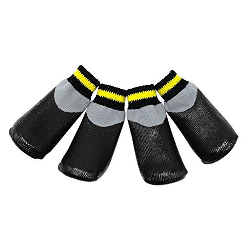 RHBLHQ Zapatos para perros 4pcs / set impermeable al aire libre antideslizante Antimanchas gato del perro calcetines botines zapatos Wth suela de goma de la pata del animal doméstico del protector for