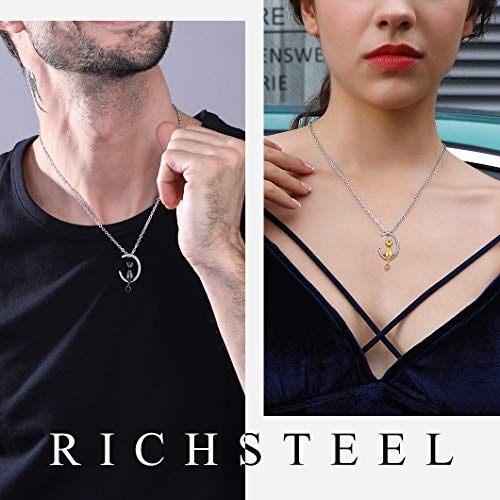 Richsteel Colgante Ceniza Gato Collar Luna Porta Cenizas Colgante Collar crematorio Siempre Conmigo urna Cenizas Acero quirurgico