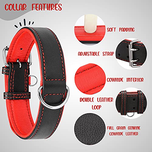 Riparo Collar de perro acolchado de cuero genuino Collar de mascota ajustable K-9 fuerte (XL: 4,5cm de ancho para cuello de 55,9cm - 63,5cm, Camello)