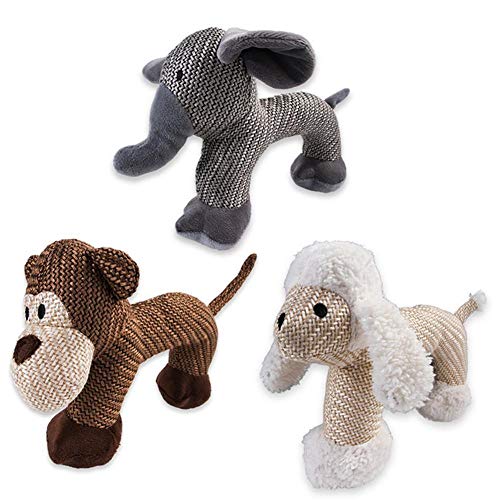 RKWEI Juguete De Peluche Chirrido,Tela De Lino Juguetes para Perros Mascota Cachorro Masticar Animales De Peluche Ardilla Cuerda De Algodón Elefante Mono Forma De Oveja Mordedura Juguetes-Oveja