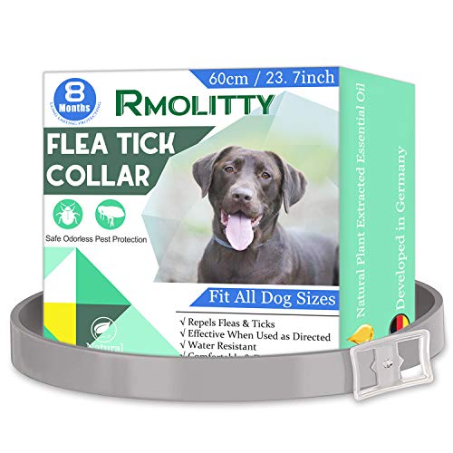 Rmolitty Collar Antiparasitario Garrapatas Pulgas Perros, Collar Antiparasitario Perro, Natural Impermeable Prevención contra Garrapatas 8 Meses de protección para Grande Mediano Pequeño Perro (60cm)