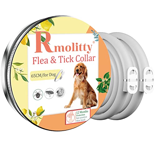 Rmolitty Collar Antiparasitario Perros, Collar para Garrapatas,Tratamiento de pulgas de aceites Naturales para 12 Meses de protección, 65 cm de Longitud para Perros Pequeña Mediano Grande (2-Pack)