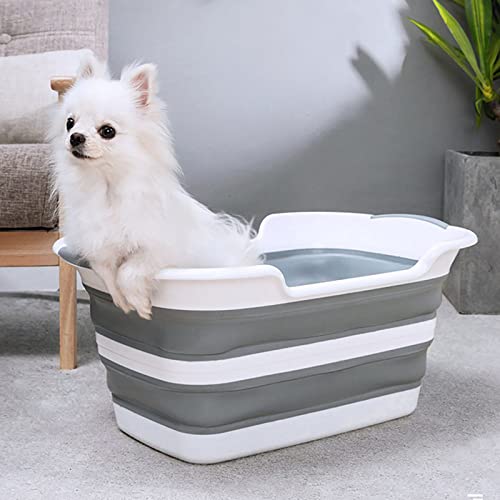 Rock88 Bañera Plegable para Mascotas para Perros y Gatos Cubo de Ducha Piscina de Baño Antideslizante Portátil Multifunción Cesta de Lavandería,Green