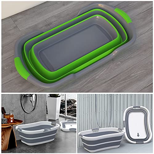 Rock88 Bañera Plegable para Mascotas para Perros y Gatos Cubo de Ducha Piscina de Baño Antideslizante Portátil Multifunción Cesta de Lavandería,Green