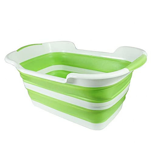 Rock88 Bañera Plegable para Mascotas para Perros y Gatos Cubo de Ducha Piscina de Baño Antideslizante Portátil Multifunción Cesta de Lavandería,Green