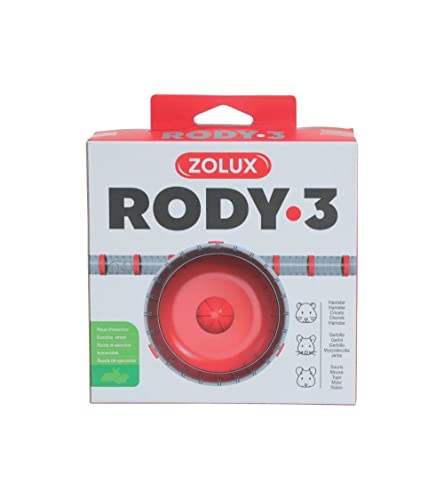 Rody3 Rueda de Ejercicio silenciosa para pequeños roedores como hámsters, jerbes, Conejos, para Todas Las jaulas, Color Rojo Granada