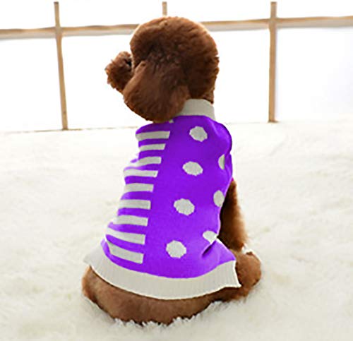 Ropa de Perro Jerseys de Punto de Lana Suéter Cálido Alto Cuello Mascotas (Morado, XL)