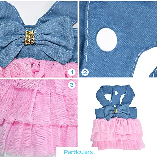 Ropa para mascotas, vestidos para perros pequeños gatos falda de tutú chaleco de princesa Petti Vestido gatos vestidos pequeños pomerania chihuahua falda ropa para cachorros (Denim Pink, S)