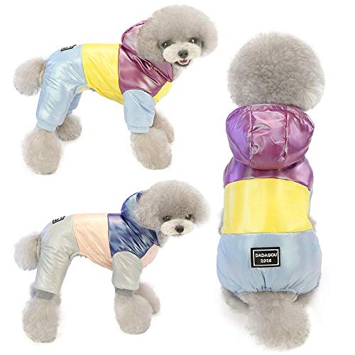 Ropa para Perros Espesar Invierno Ruso Cálido Cachorro con Capucha Abrigo para Mascotas Chaqueta para Perros Mono Ropa de Arco Iris Trajes de Monos (Color: Azul, Talla: XX-C) (Morado X) Ropa para ma