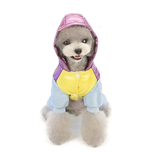 Ropa para Perros Espesar Invierno Ruso Cálido Cachorro con Capucha Abrigo para Mascotas Chaqueta para Perros Mono Ropa de Arco Iris Trajes de Monos (Color: Azul, Talla: XX-C) (Morado X) Ropa para ma