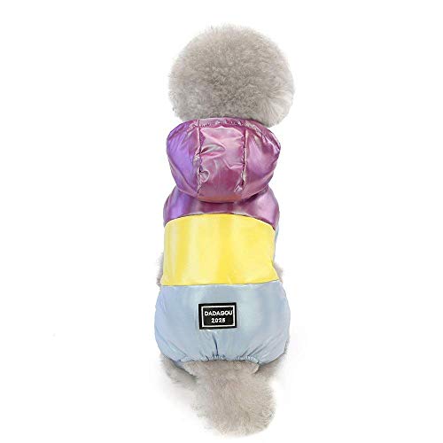 Ropa para Perros Espesar Invierno Ruso Cálido Cachorro con Capucha Abrigo para Mascotas Chaqueta para Perros Mono Ropa de Arco Iris Trajes de Monos (Color: Azul, Talla: XX-C) (Morado X) Ropa para ma