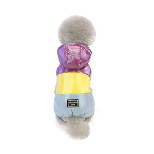 Ropa para Perros Espesar Invierno Ruso Cálido Cachorro con Capucha Abrigo para Mascotas Chaqueta para Perros Mono Ropa de Arco Iris Trajes de Monos (Color: Azul, Talla: XX-C) (Morado X) Ropa para ma