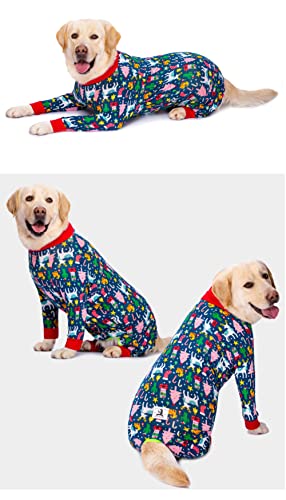 Ropa para perros, Pijamas de invierno para perro, mono de algodón, abrigo antipelo, camisa para perro, disfraz de fiesta para perros medianos y grandes (28#:árbol de Navidad)