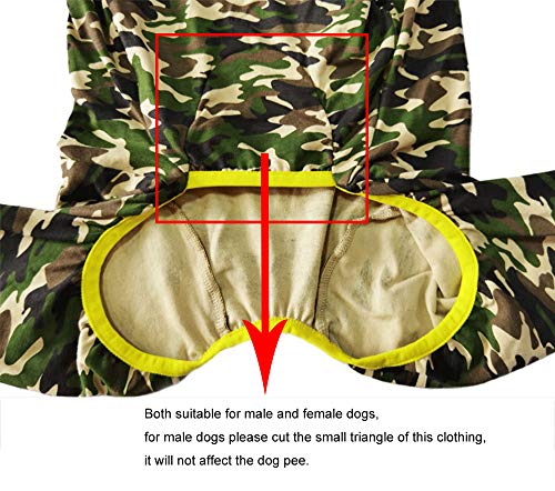 Ropa para perros, pijamas elásticos para perros, ropa de dormir, anticabello, a prueba de polvo, de cuatro patas, ropa para perros medianos y grandes (36, camuflaje verde)