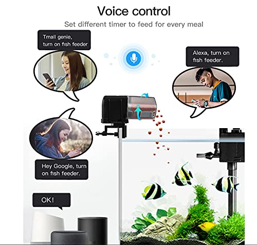 RoseFlower Alimentador Automatico de Acuario, WiFi Dispensador Comida Peces por Comida Peces Vacaciones Programador Inteligente controlado para La Nube con App, Acceso Remoto,Control de Voz